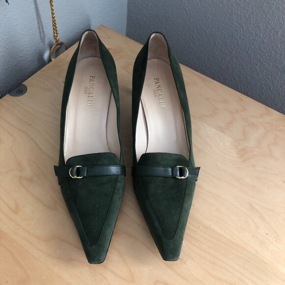 Pancaldi 1888 Pointed Toe Suede Leather Kitten Heels Pumps - Picture 3 of 10